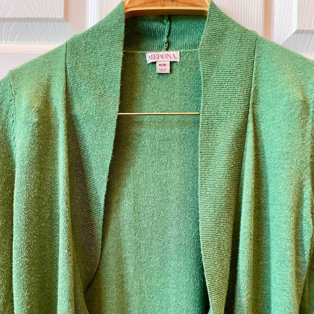 Merona Open Front Green Cardigan Size Medium - Picture 3 of 5